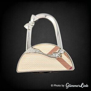 Purse Bag Shaped Silver Tone Handbag Caddy Purse Holder